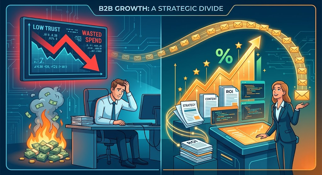 Spesa pubblicitaria B2B SaaS vs crescita dei contenuti